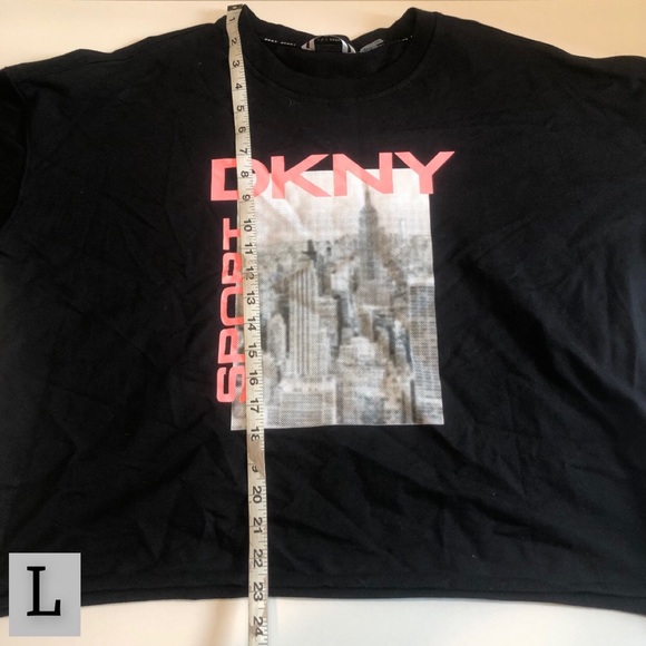 DKNY Sport Black Graphic Crewneck Pullover, Pink & White Decals, Multiple Sizes! - Picture 9 of 12